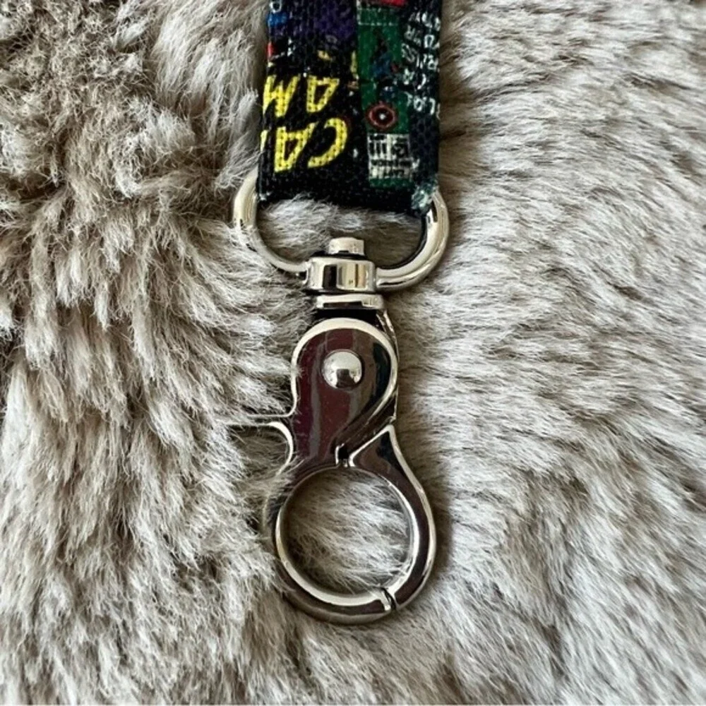 NWOT Marvel Comics Print Key Fob Keychain Fabric Strap Silver Tone Unisex